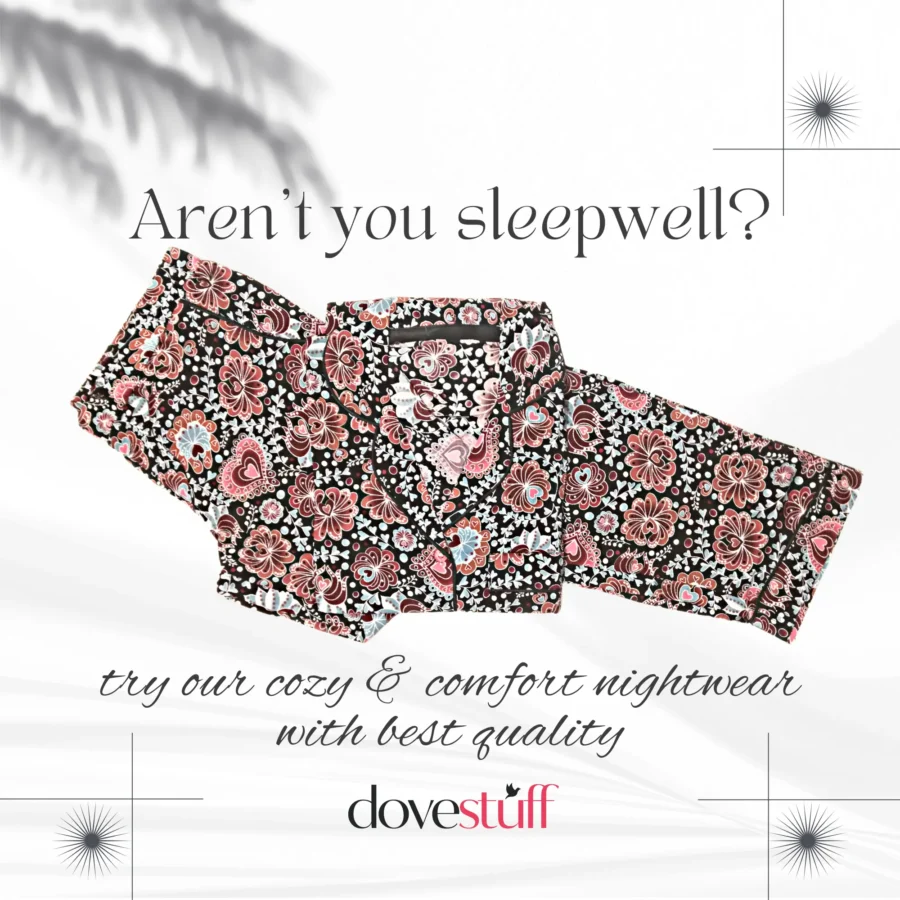 black flowers pajama set